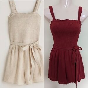 Abercrombie & Fitch smocked shorts romper red small
